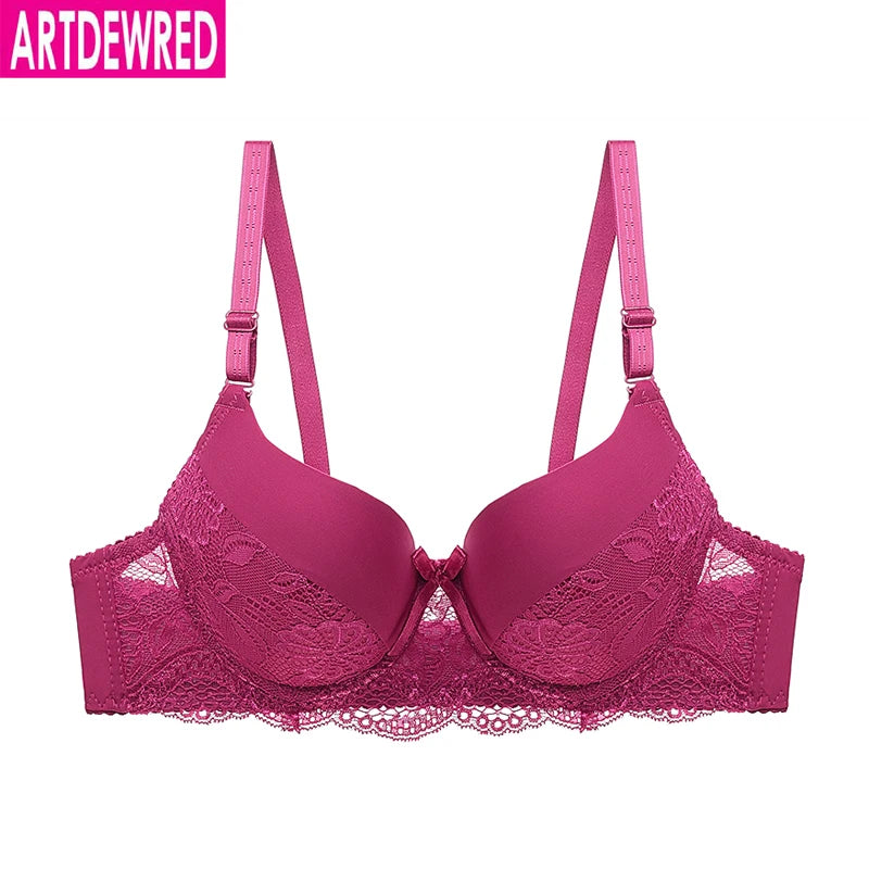 Sexig spets-bh blommig push up-bh för kvinnor bralette kvinnlig bygel-bh plusstorlek supertunn BH