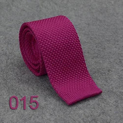 HUISHI Slimma moderiktiga stickade slipsar för män 5,5 cm enfärgad svart vit grå blå vinröd stickad slips