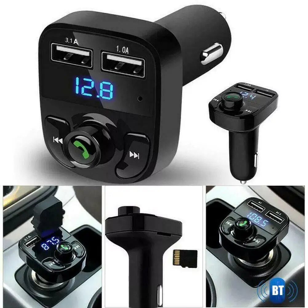 Bluetooth 5.0 Bil Dubbel USB Snabbladdare FM-sändare Bluetooth Handsfree Bilmonteringssats Ljudmodulator MP3-spelare Ljudmottagare