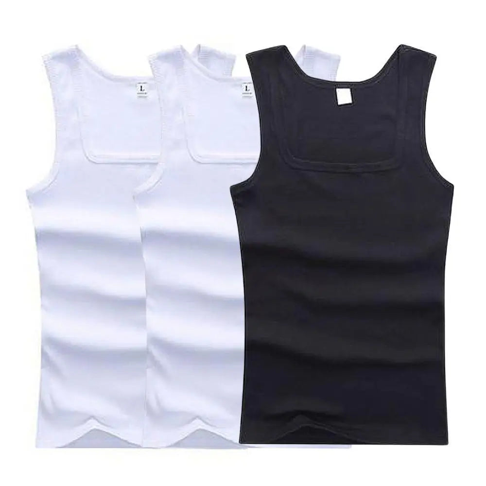 Heta herrlinnen fitnessväst grundläggande elastisk ärmlös t-shirt bomull bodybuilding herrkläder 3 st/set gymkläder herr