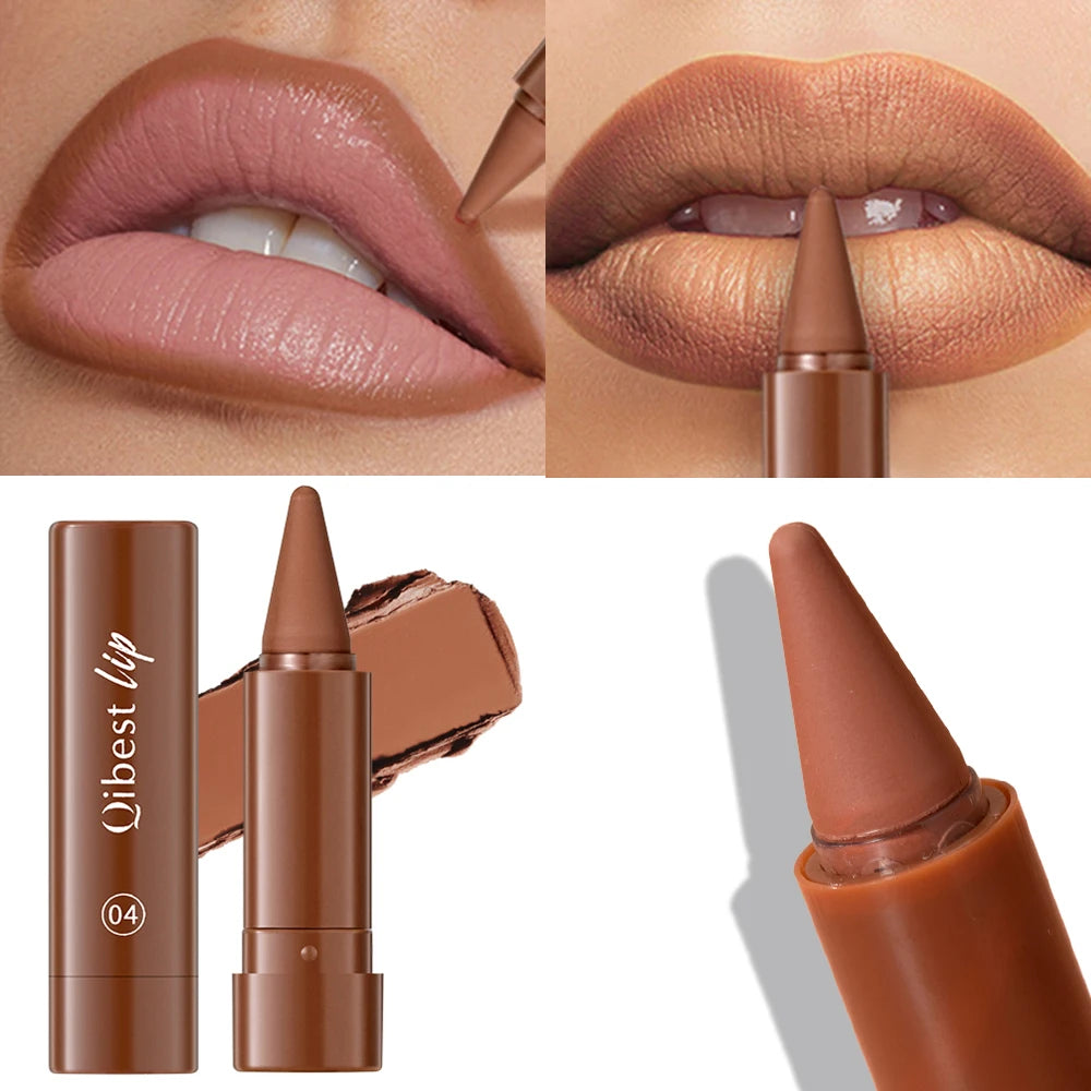 Twist Up Lip Liner Läppstiftpenna Multifunktionell Puder Rouge Sammetsmatt Vattentät Läppkontur Non-stick Kopp Lip Rouge Makeup