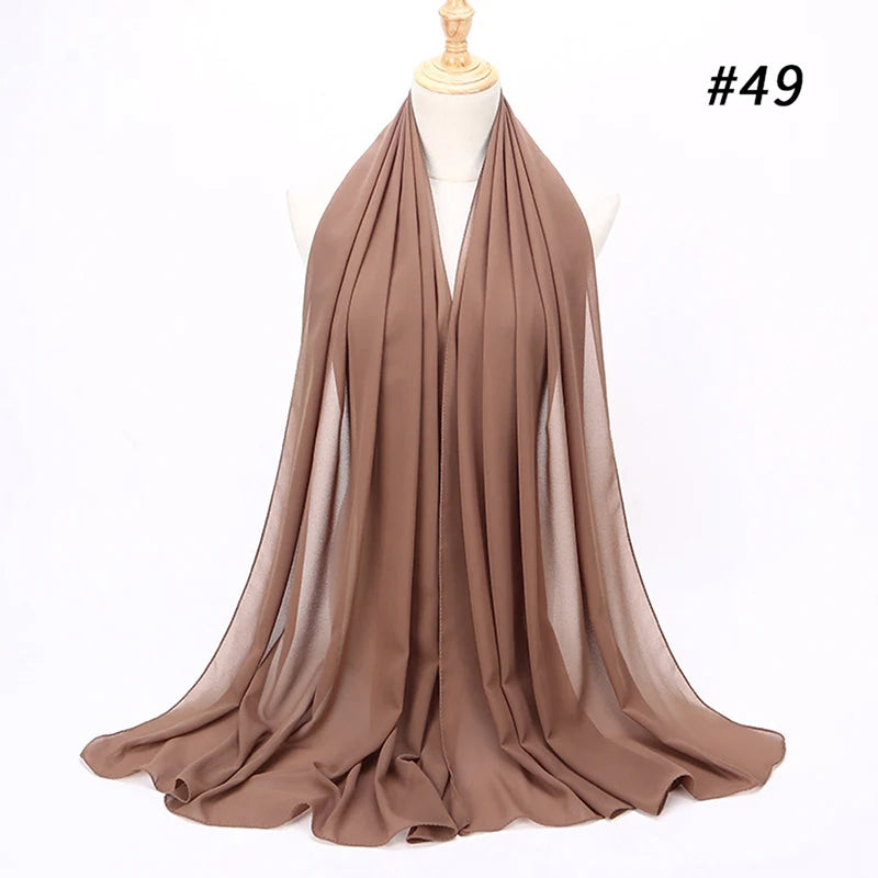 Muslimsk chiffong hijab kvinnor bubbelchiffong halsduk för kvinnor damer slöja muslimsk islam enfärgad malaysisk muslimsk wrap halsdukar