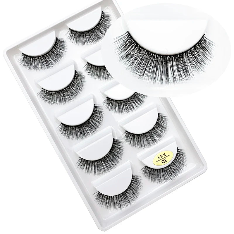 LTWEGO 5 par ögonfransar naturliga långa 3D minkfransar fluffiga volym mink lösögonfransar djurfria slingor makeup cilios