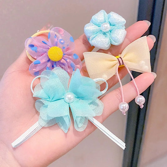 1 set barn söta tecknade blommor frukt gummiband hårnålar flickor fina hårspännen barn hårband håraccessoarer present