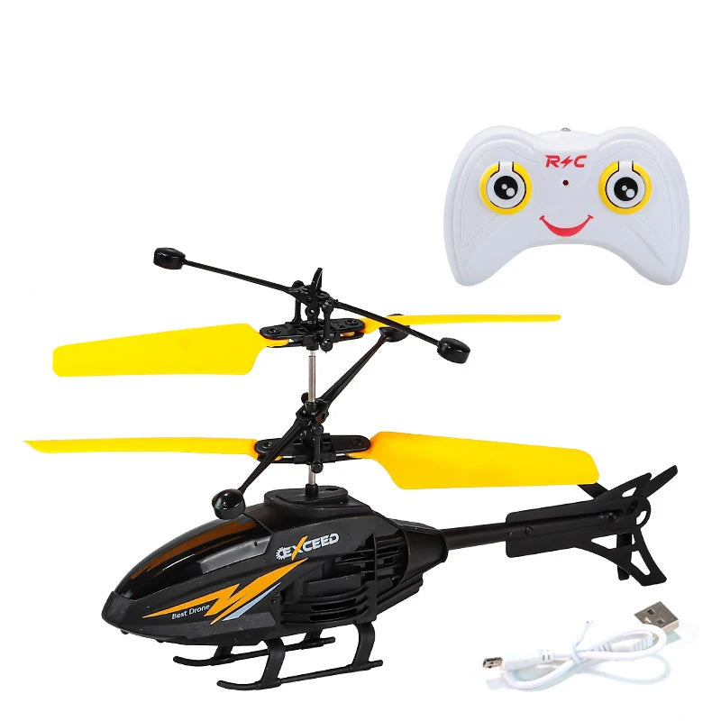 RC Helikopter 2CH Induktionsfjärrkontroll Flytande Flygplan Geststyrt Flygplansupphängning Quadcopter med LED Barnpresent