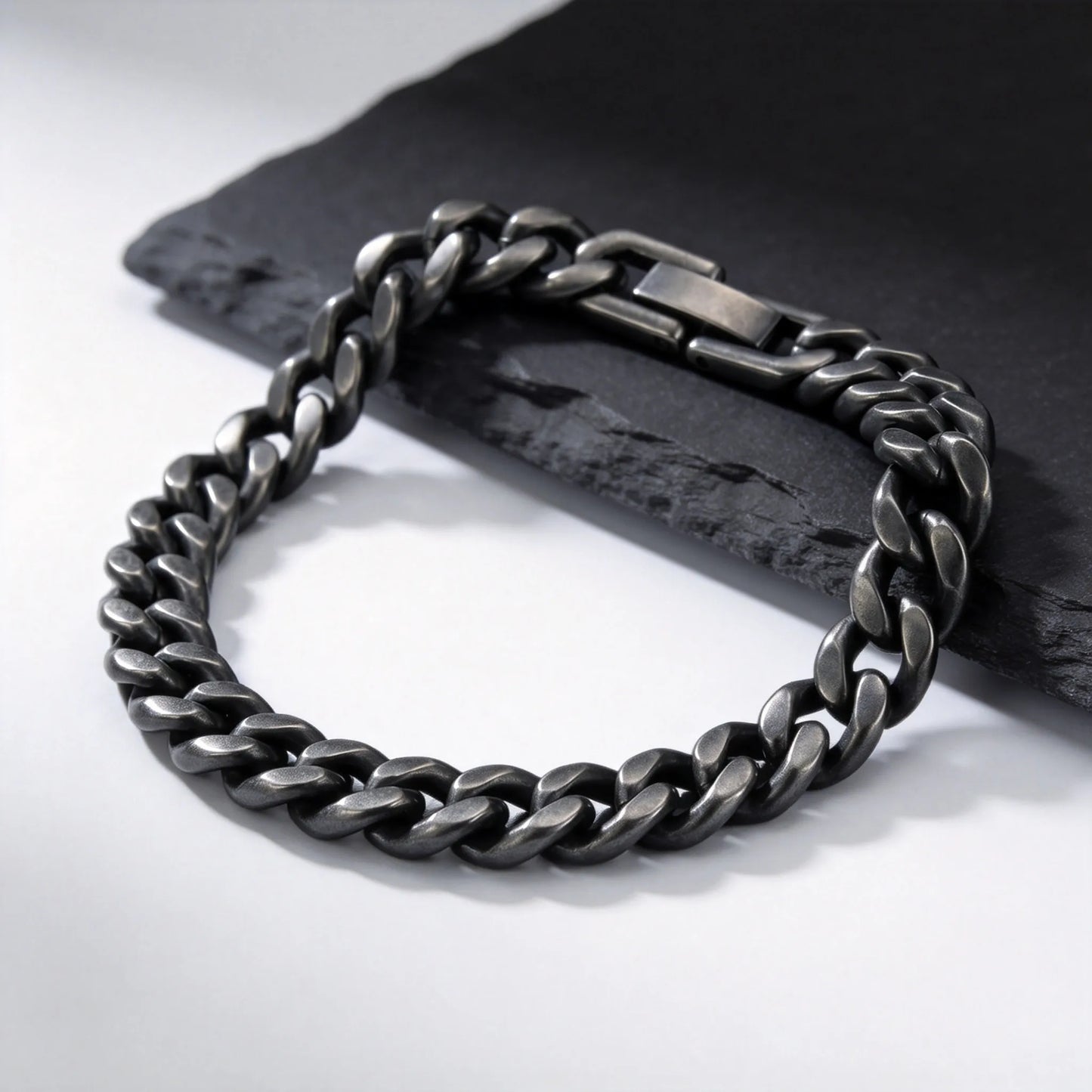 Retro kubanska kedjearmband för män, vintage antik rostfritt stål Curb Dome Link armband, rock punk snygga smycken gåvor