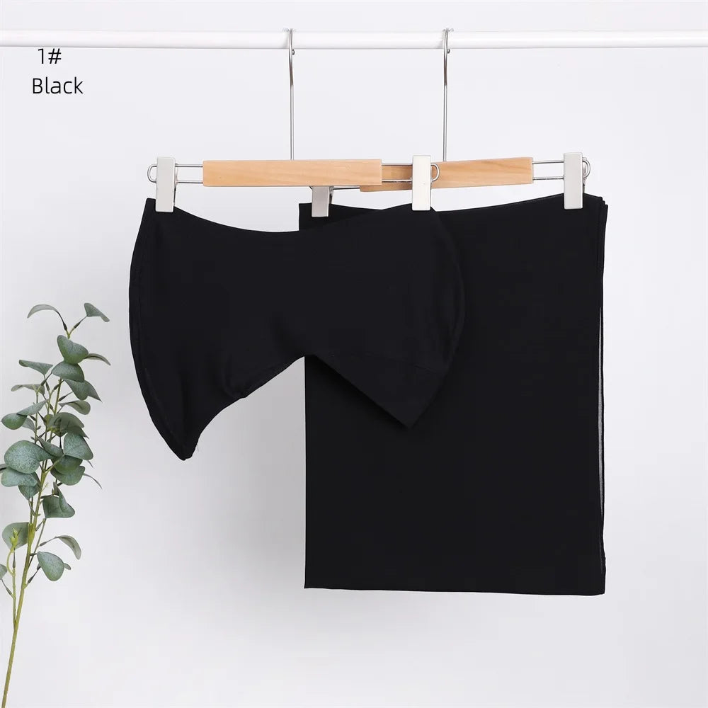 Elegant elastisk direkt hijab enfärgad chiffong hijab-set för kvinnor, modalpullover, bandana, tunn, andningsbar, mjuk och mysig halsduk