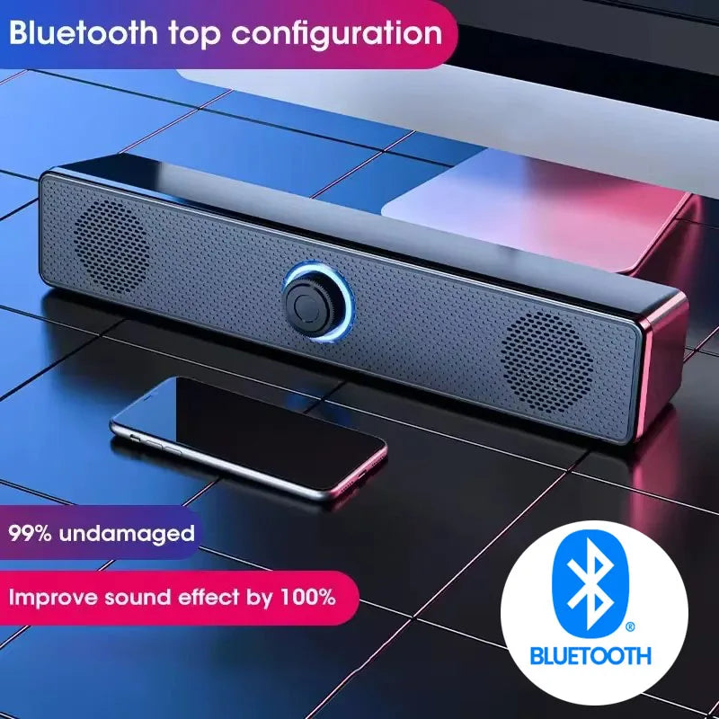 PC Soundbar Trådbunden och trådlös Bluetooth-högtalare USB-driven Soundbar för TV PC Laptop Gaming Hemmabio Surroundljudsystem