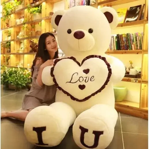 80/100cm Stor LOVE Bear Plyschleksak Härlig Enorm Uppstoppad Mjuk Björndocka Älskarbjörn Barnleksak Flickvän Alla hjärtans dag Födelsedagspresenter