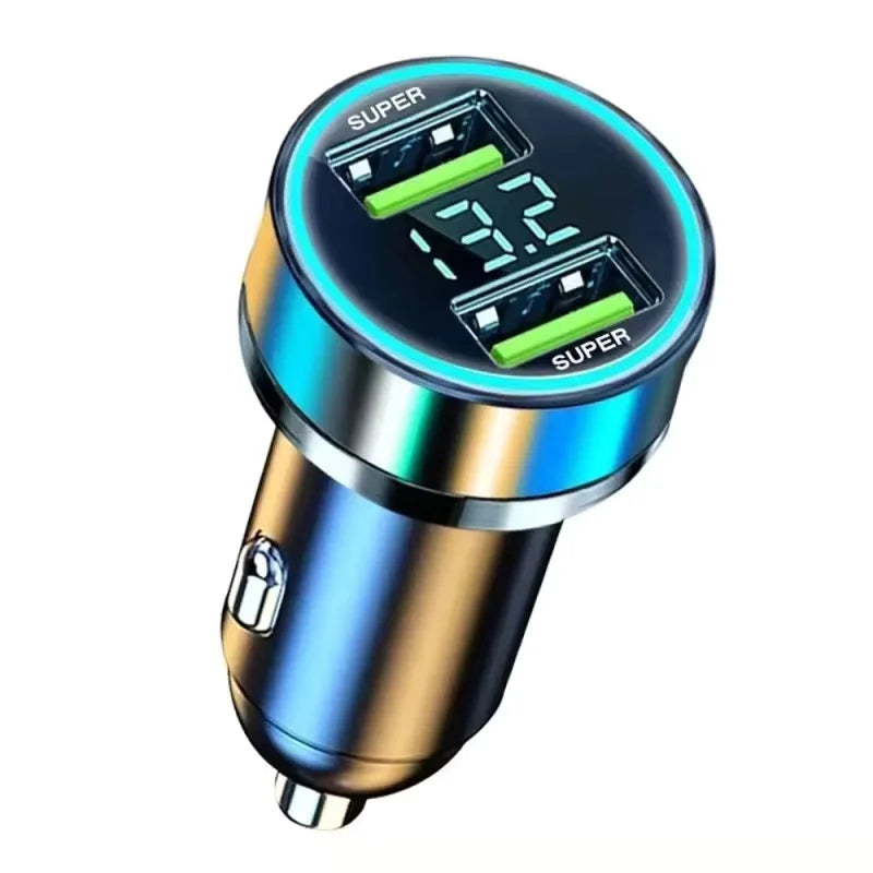240W Billaddare Snabbladdning 2 USB-portar Adapter för iPhone Samsung Xiaomi Snabbladdningsladdare med Digital Display