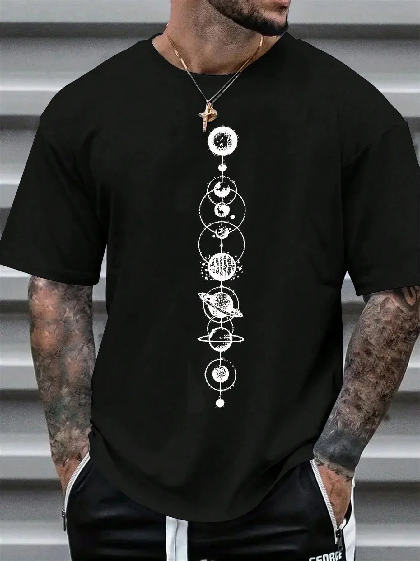 Rymdplanettryck Rund hals Herr Dam Ren bomull Kortärmad Gata Casual Trendig Sport Lös T-shirt Sommarskjorta Kläder