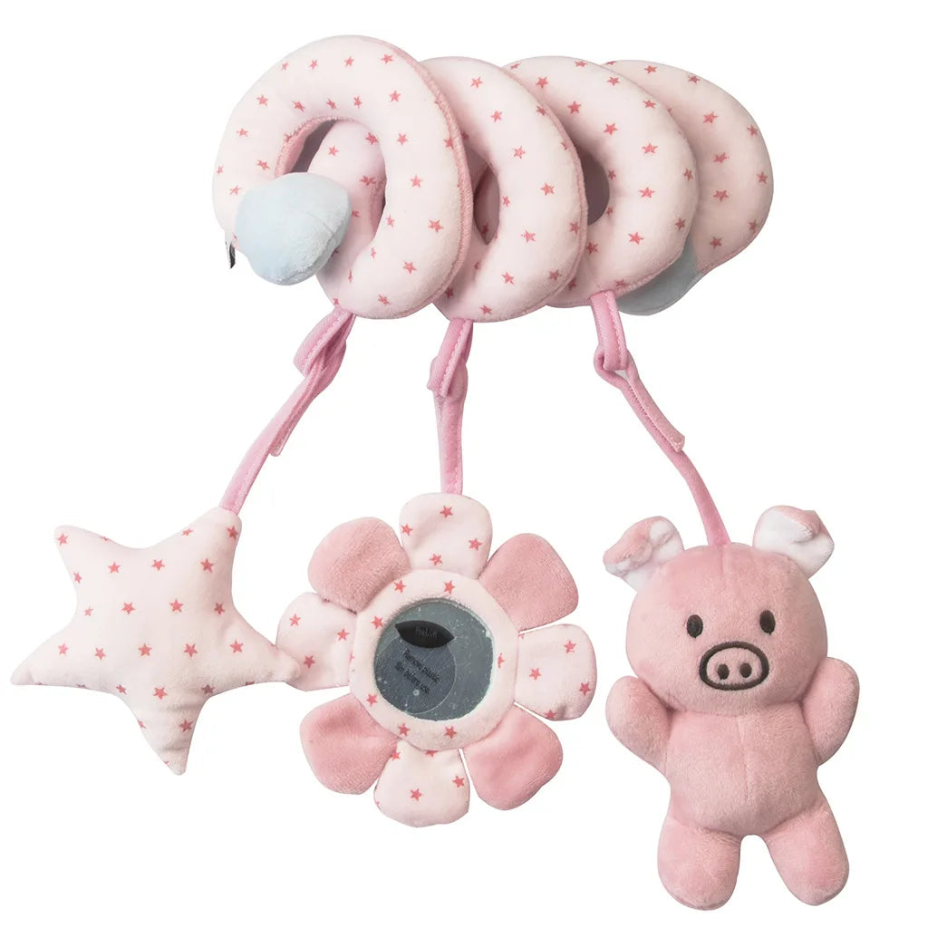Bilbarnstol Spädbarn Spiralaktivitet Hängande Leksaker Barnvagnsstång Spjälsäng Bassinet Mobil med Spegel BB Squeaker och Skalror