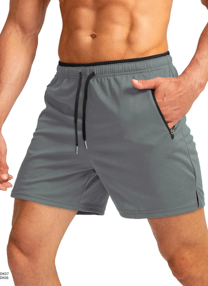 2026 Sommar Nya Herr Enfärgade Casual Shorts Utomhussport Löpning Gym Fitness Träning Snabbtorkande Strandshorts