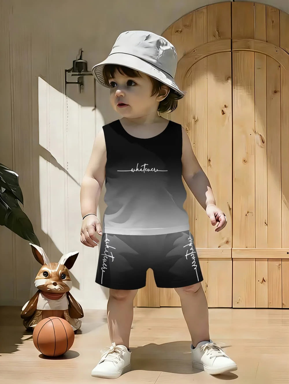 Children Sets Gradient Print Kids Clothes Boys Girls Vest Suit Summer Children's Clothes Baby Loose Shorts Tank Top Sleeveless 