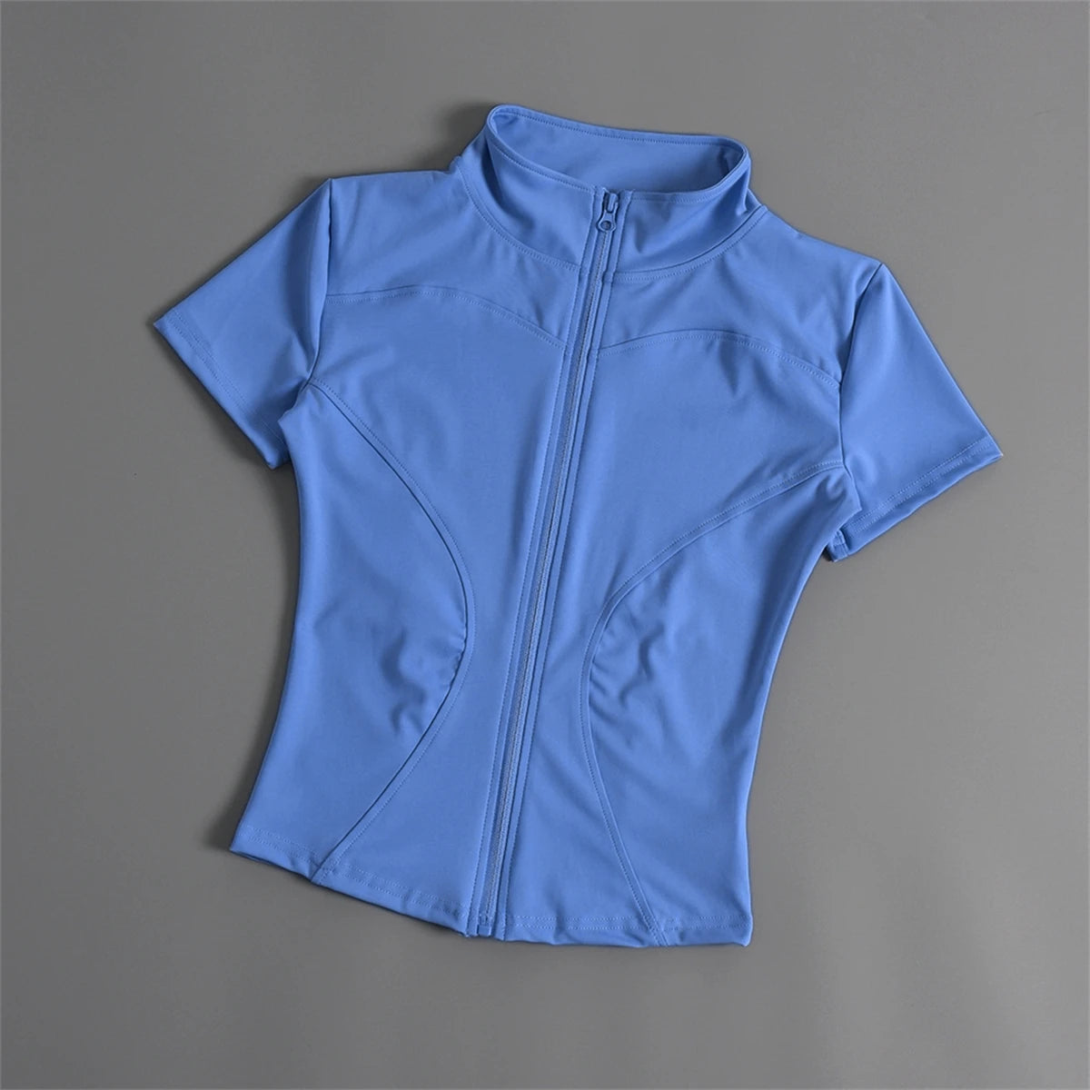 Casual Slim Sportjacka För Damer Kortärmad Enfärgad Dragkedja Toppar Dam Cykling Löpning Yoga Outfit Kläder Sommar Sportjacka
