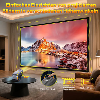 XGODY HY320 Mini Native 720P Android 14 4K-projektor 350ANSI H726 Wi-Fi 6 BT 5.0 bio utomhus bärbar 180° roterbar projektor