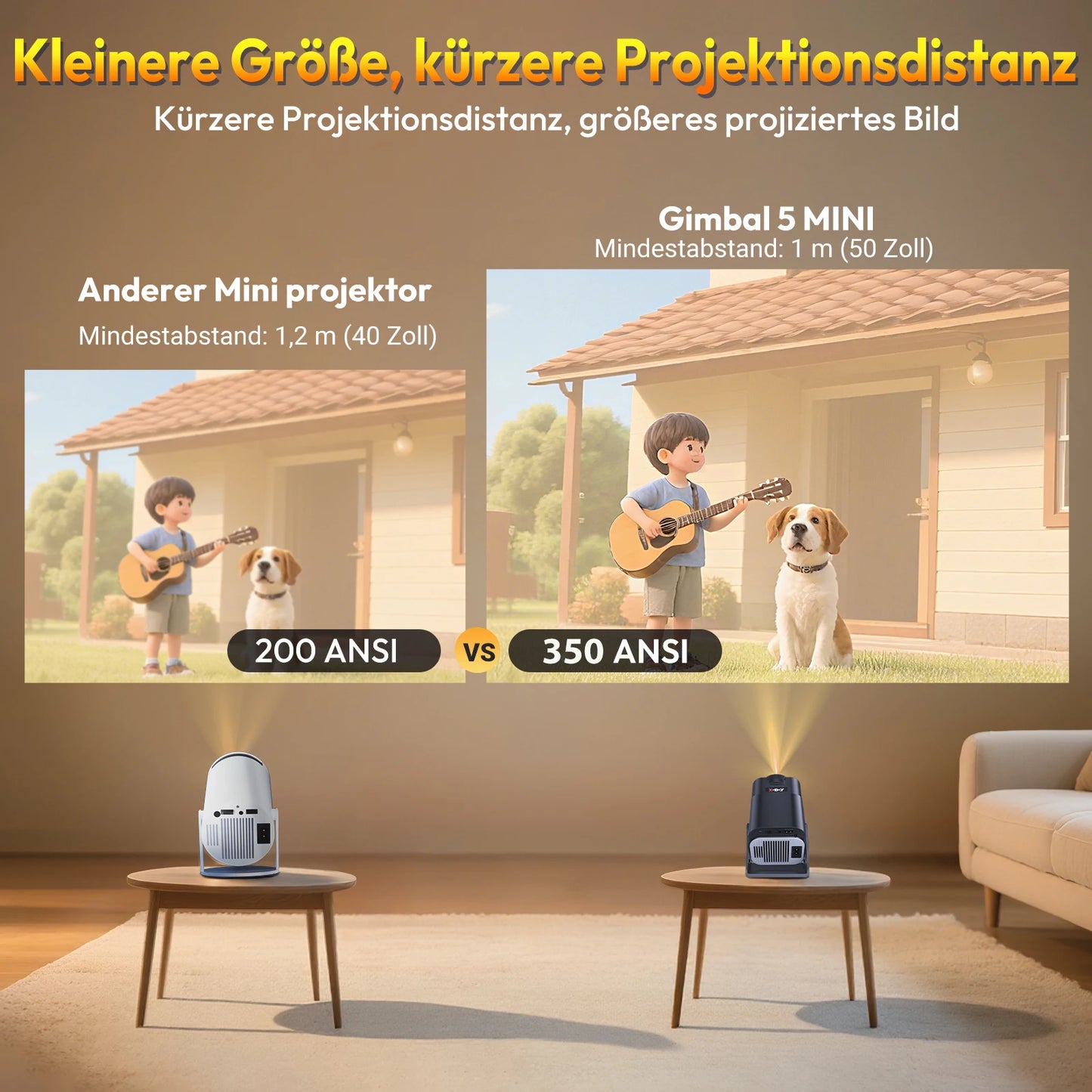 XGODY HY320 Mini Native 720P Android 14 4K-projektor 350ANSI H726 Wi-Fi 6 BT 5.0 bio utomhus bärbar 180° roterbar projektor