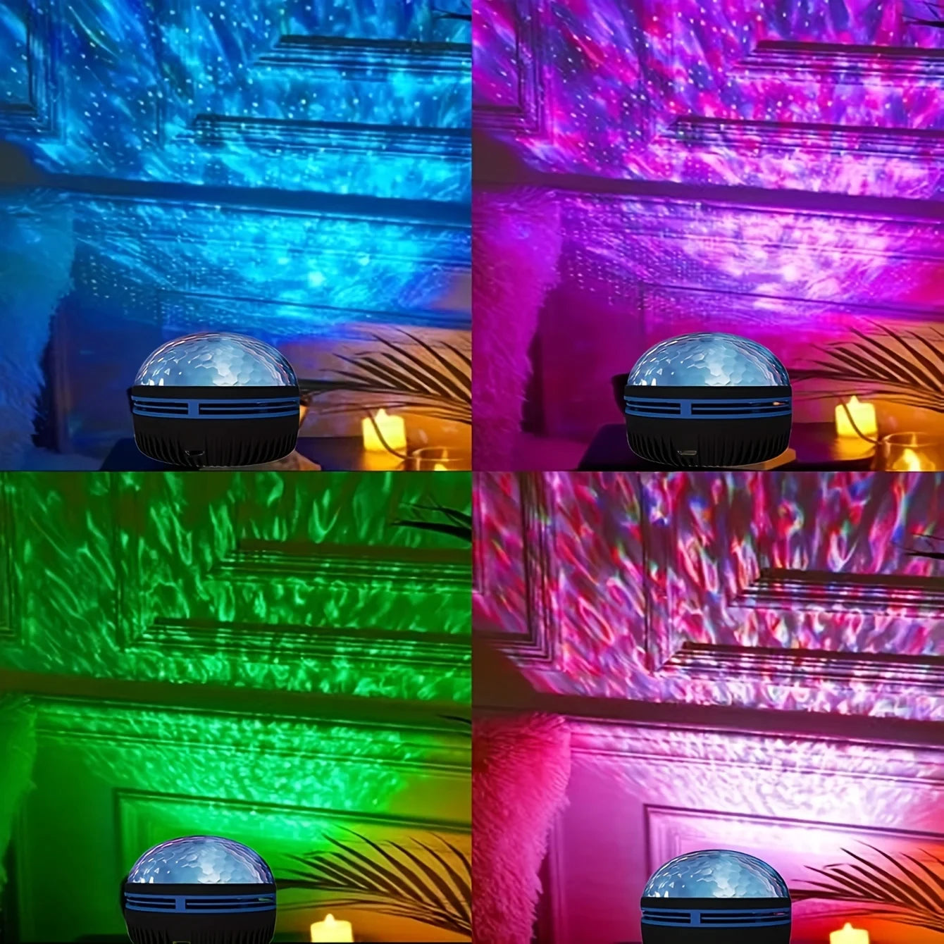1 st stjärnprojektor, galaxprojektor, vatten- och havsvågsprojektor för sovrum nattlampa rumsdekor med 7-färgers mönster