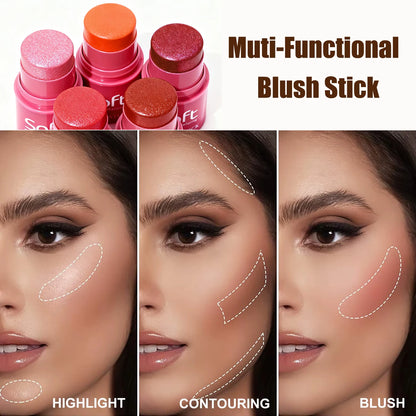 Multifunktionell Rouge Vattentät Makeup Stick Rouge Byggbar Stick För Kinder Matt Och Daggfrisk Finish Bärbar Enkel Applicering