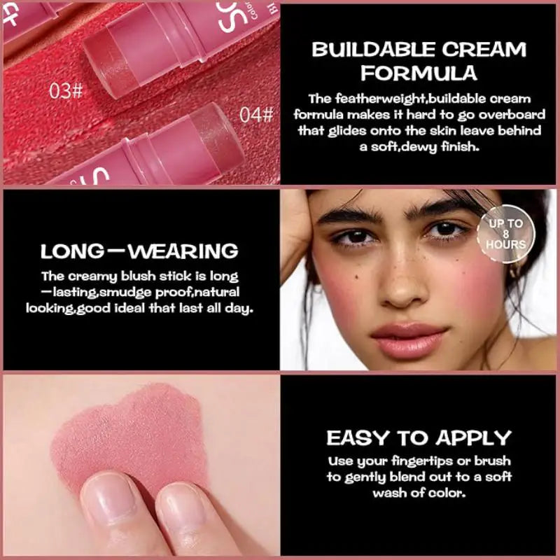 Multifunktionell Rouge Vattentät Makeup Stick Rouge Byggbar Stick För Kinder Matt Och Daggfrisk Finish Bärbar Enkel Applicering
