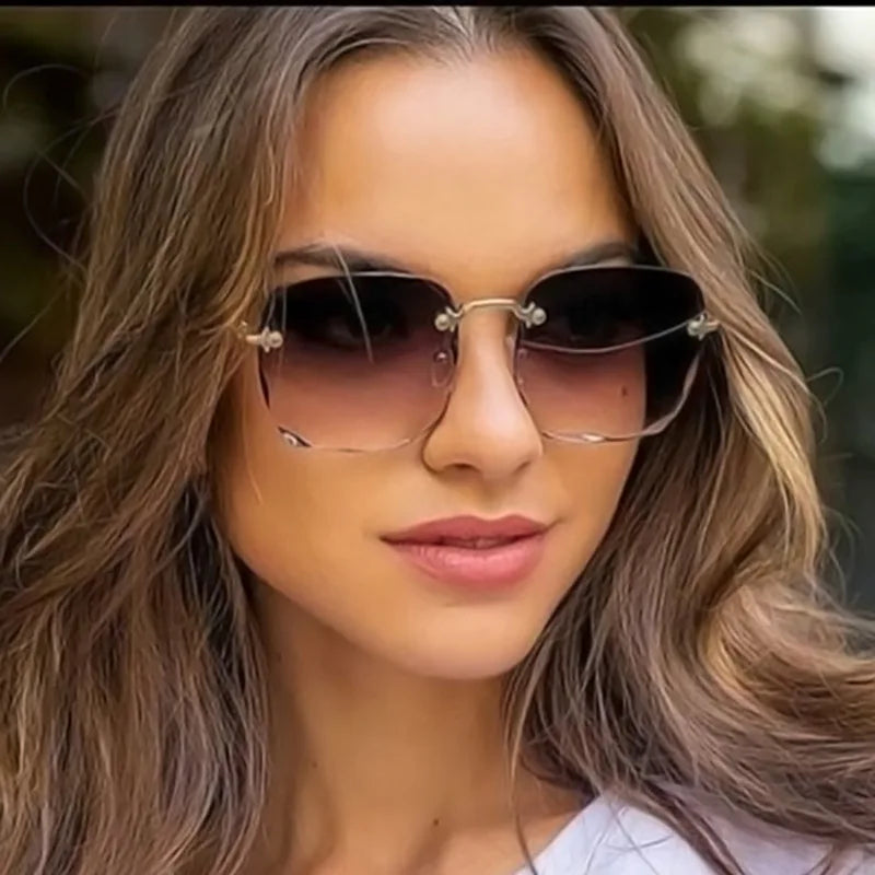 3 st fyrkantiga ramlösa solglasögon för kvinnor lyxmärkesdesigner sommar röda glasögon mode solglasögon för män UV400-nyanser oculos
