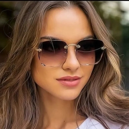 3 st fyrkantiga ramlösa solglasögon för kvinnor lyxmärkesdesigner sommar röda glasögon mode solglasögon för män UV400-nyanser oculos