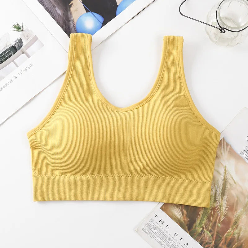 Dam Bomull Underkläder Tube Tops Sexig Enfärgad Topp Mode Push Up Komfort BH Dam Sport Linne Dam Crop Top