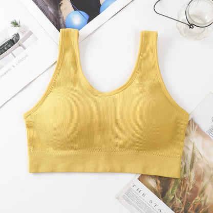 Dam Bomull Underkläder Tube Tops Sexig Enfärgad Topp Mode Push Up Komfort BH Dam Sport Linne Dam Crop Top