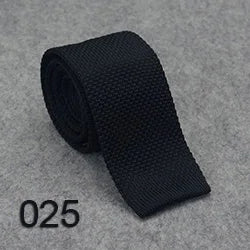 HUISHI Slimma moderiktiga stickade slipsar för män 5,5 cm enfärgad svart vit grå blå vinröd stickad slips