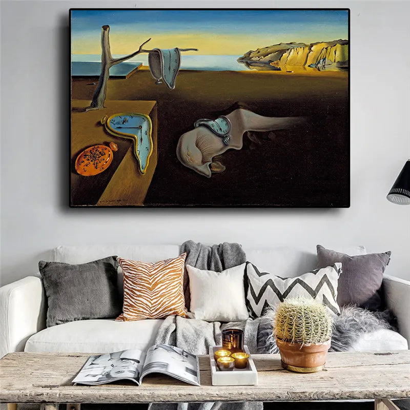 Salvador Dalí Minnesklockornas envishet Surrealistisk oljemålning Canvasposter Tryck Cuadros Väggkonst Bild För Vardagsrum