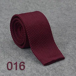 HUISHI Slimma moderiktiga stickade slipsar för män 5,5 cm enfärgad svart vit grå blå vinröd stickad slips
