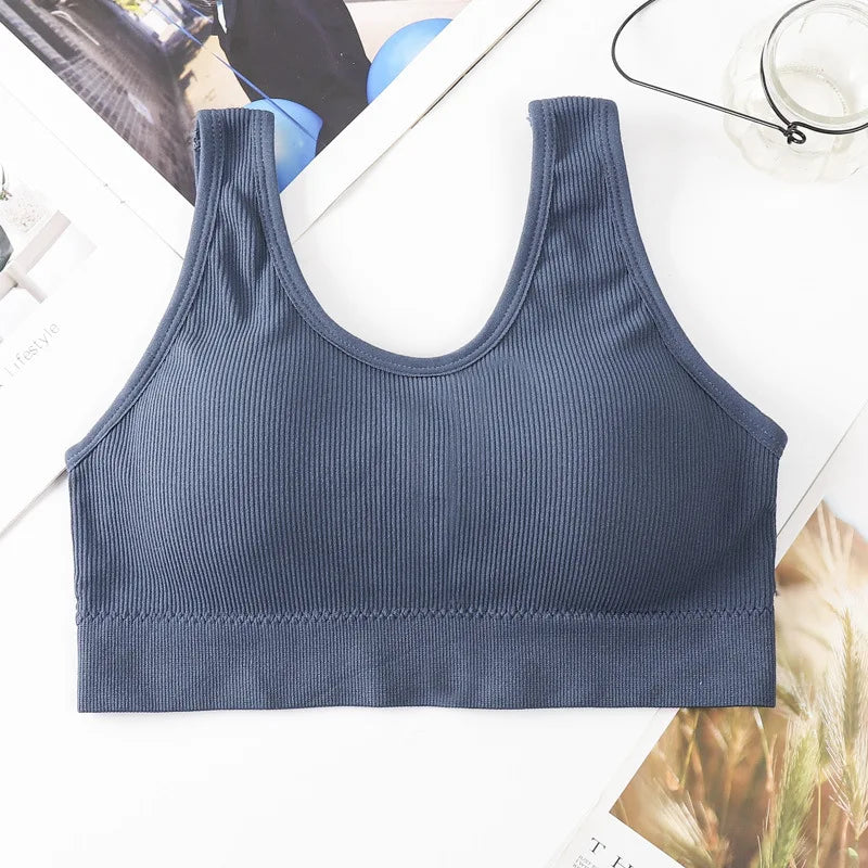 Dam Bomull Underkläder Tube Tops Sexig Enfärgad Topp Mode Push Up Komfort BH Dam Sport Linne Dam Crop Top