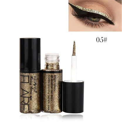 Professionella nya glänsande eyeliner kosmetika för kvinnor pigment silver roséguld färg flytande glitter eyeliner billig makeup skönhet