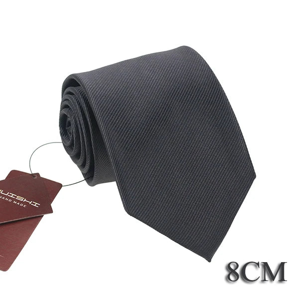 HUISHI 8CM 8 stilar herr enfärgad mörkblå slips 6cm vattentät jacquardslips vardagskläder kravatt bröllopsfest för män