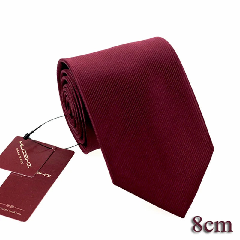 HUISHI 8CM 8 stilar herr enfärgad mörkblå slips 6cm vattentät jacquardslips vardagskläder kravatt bröllopsfest för män