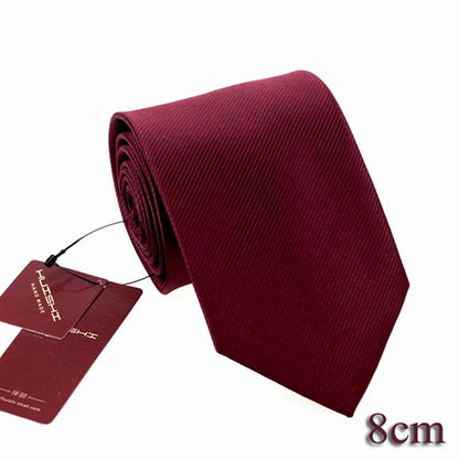 HUISHI 8CM 8 stilar herr enfärgad mörkblå slips 6cm vattentät jacquardslips vardagskläder kravatt bröllopsfest för män