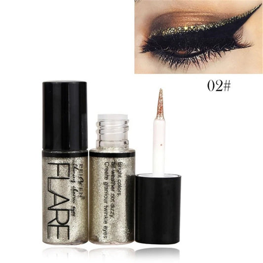 Professionella nya glänsande eyeliner kosmetika för kvinnor pigment silver roséguld färg flytande glitter eyeliner billig makeup skönhet