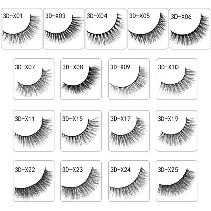 ögonfransar 3 par lösögonfransar naturliga långa 3D minkfransar mjuka fluffiga spetsiga handgjorda lösögonfransar ögonmakeup verktyg maquiagem