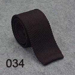 HUISHI Slimma moderiktiga stickade slipsar för män 5,5 cm enfärgad svart vit grå blå vinröd stickad slips