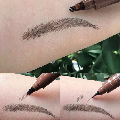 4D Microblading Ögonbrynspenna med 4 gafflar Ögonbrynstatueringspenna Långvarig Fin Skiss Flytande Ögonbrynsmakeup