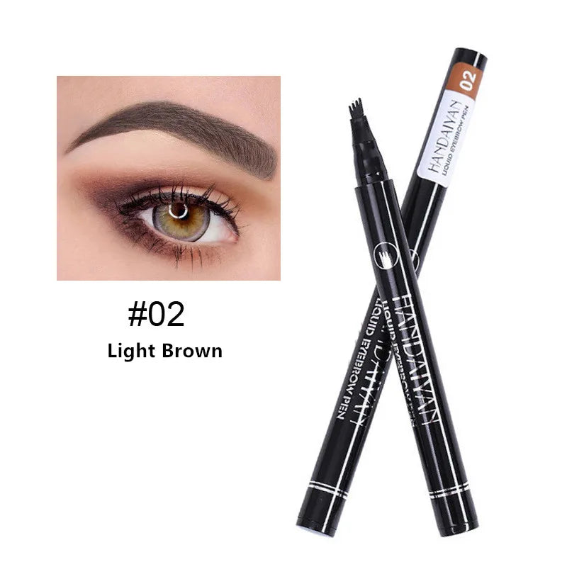 4D Microblading Ögonbrynspenna med 4 gafflar Ögonbrynstatueringspenna Långvarig Fin Skiss Flytande Ögonbrynsmakeup