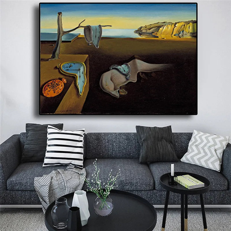 Salvador Dalí Minnesklockornas envishet Surrealistisk oljemålning Canvasposter Tryck Cuadros Väggkonst Bild För Vardagsrum