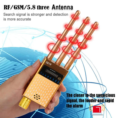 Professionell antispiondetektor Trådlös RF-signalsökare WiFi GSM Bug Spionkamera Avlyssning GPS-spårare Signalenheter Detektering