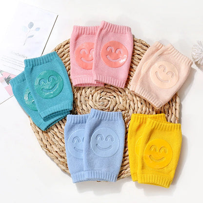 Babytillbehör Knäskydd Benvärmare Gaiter Leende Flicka Pojke Barn Krypande Armbåge Knäskydd Slips Småbarn Spädbarn Leggings Armbåge