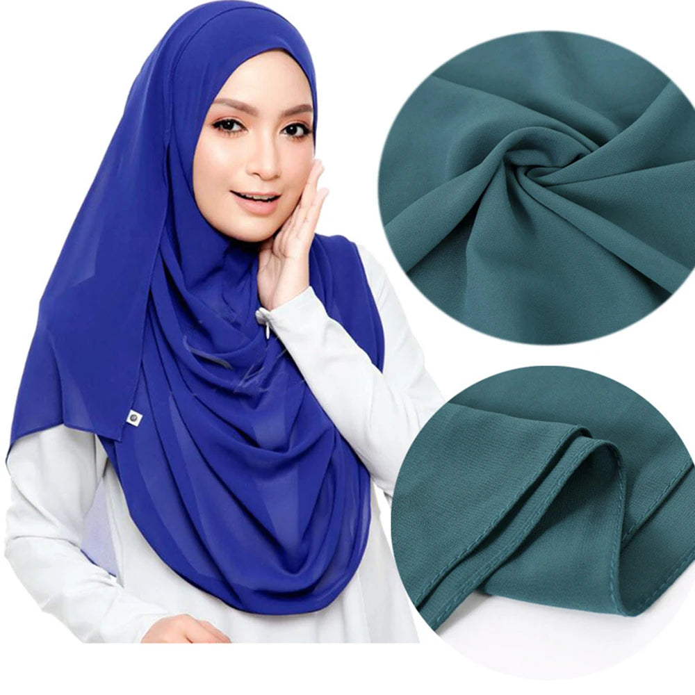 Muslimsk chiffong hijab kvinnor bubbelchiffong halsduk för kvinnor damer slöja muslimsk islam enfärgad malaysisk muslimsk wrap halsdukar