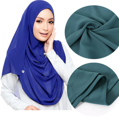 Muslimsk chiffong hijab kvinnor bubbelchiffong halsduk för kvinnor damer slöja muslimsk islam enfärgad malaysisk muslimsk wrap halsdukar