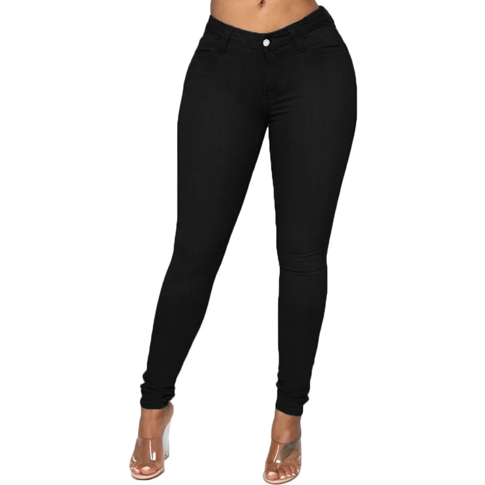 XS-6Xl Högmidjade Stretchiga Skinny Pencil Jeans Dam Plus Size Denimbyxor