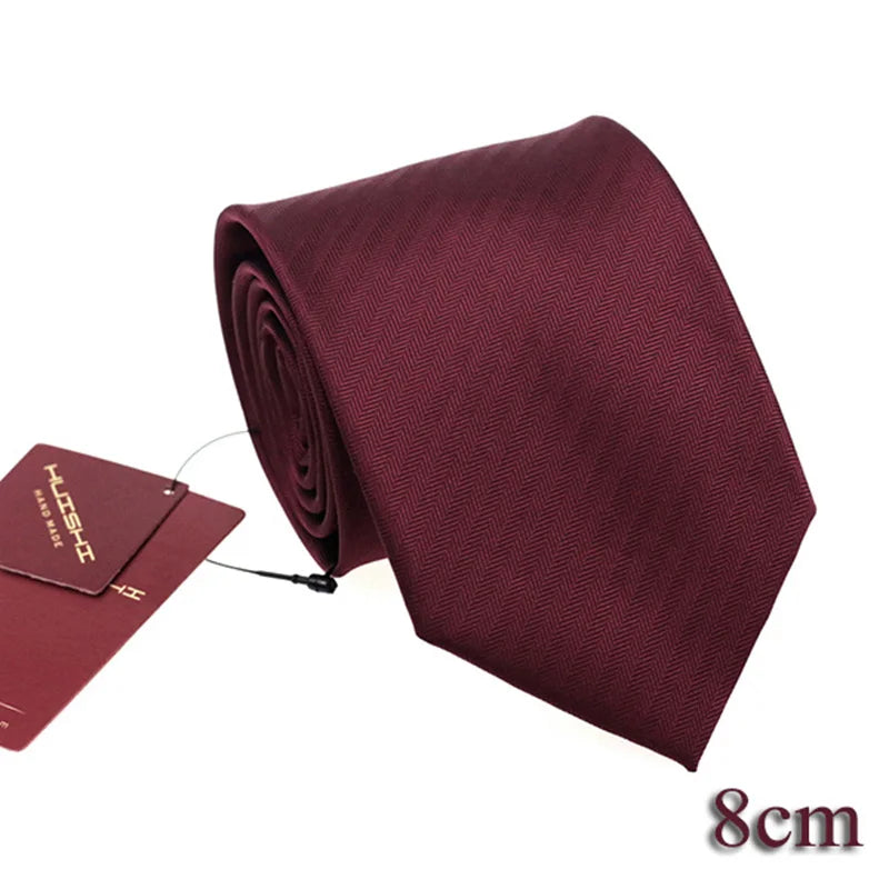 HUISHI 8CM 8 stilar herr enfärgad mörkblå slips 6cm vattentät jacquardslips vardagskläder kravatt bröllopsfest för män