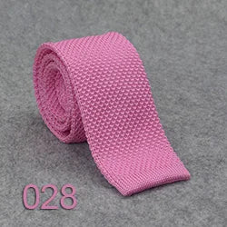 HUISHI Slimma moderiktiga stickade slipsar för män 5,5 cm enfärgad svart vit grå blå vinröd stickad slips