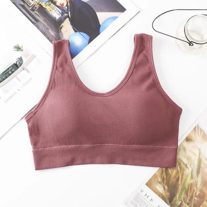 Dam Bomull Underkläder Tube Tops Sexig Enfärgad Topp Mode Push Up Komfort BH Dam Sport Linne Dam Crop Top